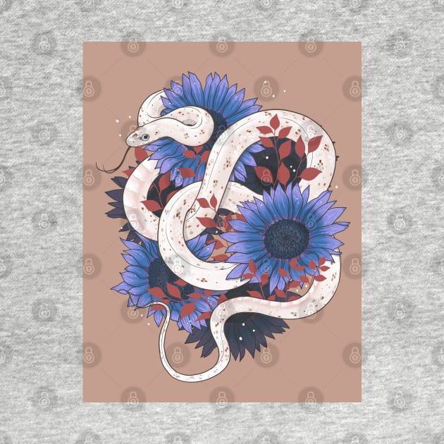 Palmetto Corn Snake with Blue Sunflowers by starrypaige